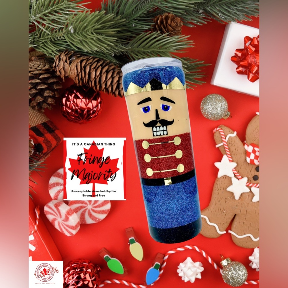Nutcracker 20oz skinny Christmas glitter epoxy tumbler, insulated travel mug